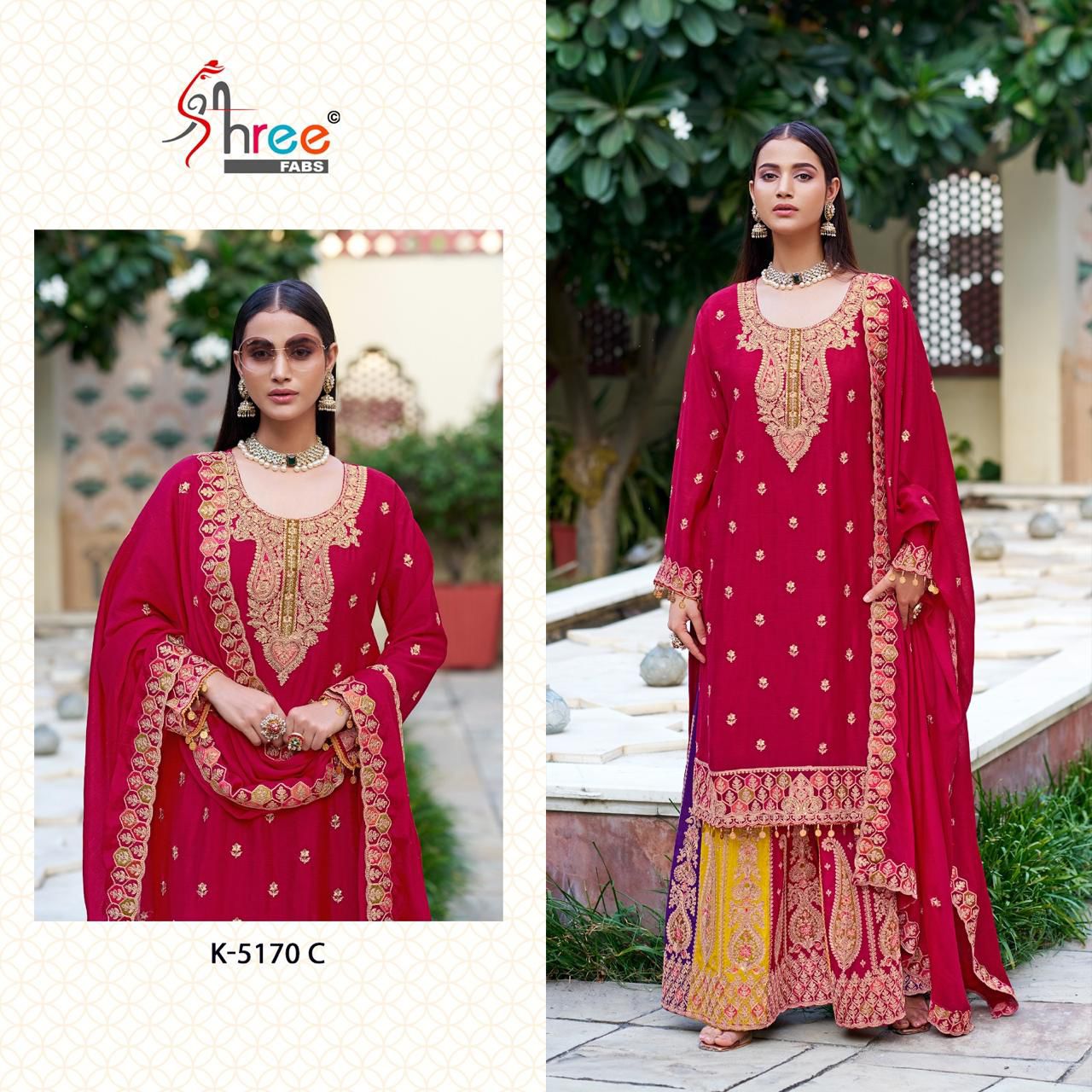 K 5170 By Shree Fabs Chinon Embroidery Salwar Suits Suppliers In India